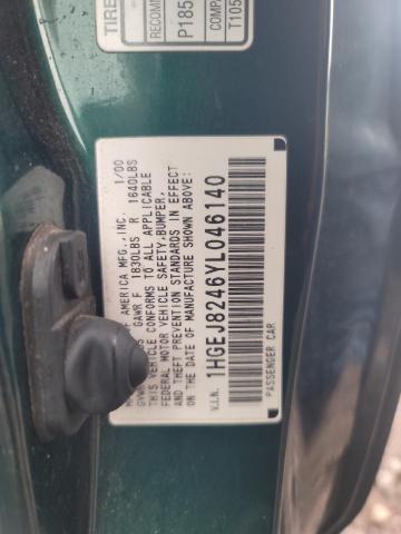 1HGEJ8246YL046140 - 2000 HONDA CIVIC EX GREEN photo 13