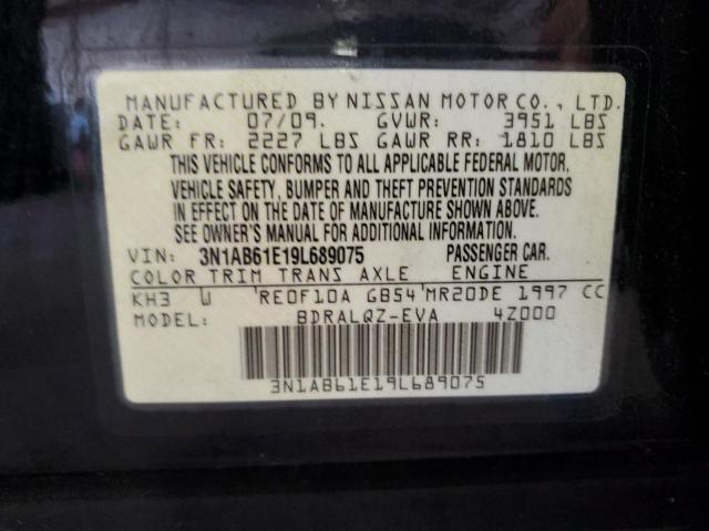 3N1AB61E19L689075 - 2009 NISSAN SENTRA 2.0 BLACK photo 12