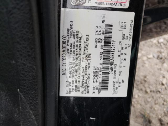 3FAHP0HA6BR123449 - 2011 FORD FUSION SE BLACK photo 12