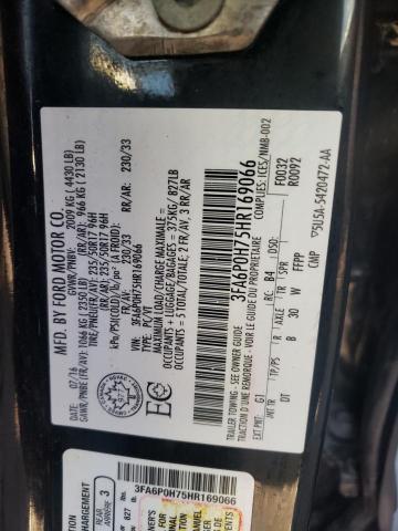 3FA6P0H75HR169066 - 2017 FORD FUSION SE BLACK photo 12