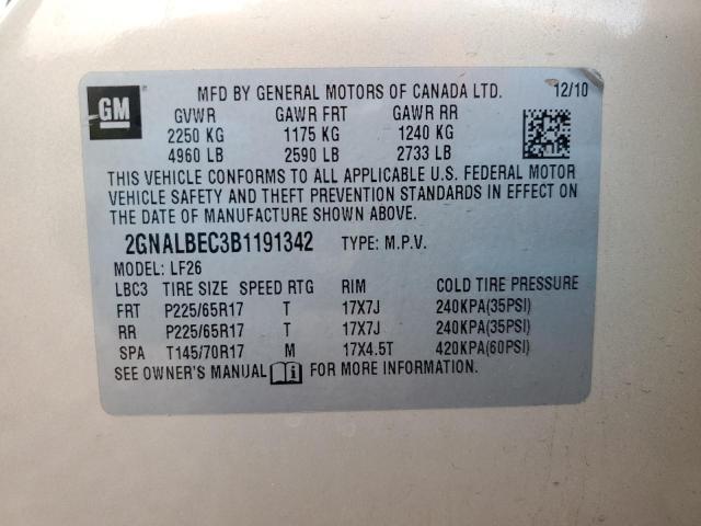 2GNALBEC3B1191342 - 2011 CHEVROLET EQUINOX LS BEIGE photo 13