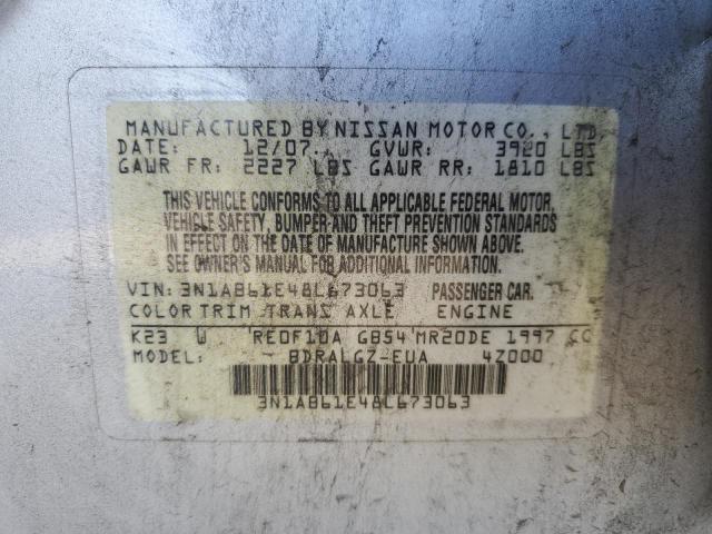 3N1AB61E48L673063 - 2008 NISSAN SENTRA 2.0 SILVER photo 12