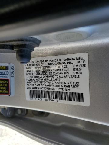 2HKRM4H7XDH650550 - 2013 HONDA CR-V EXL SILVER photo 13