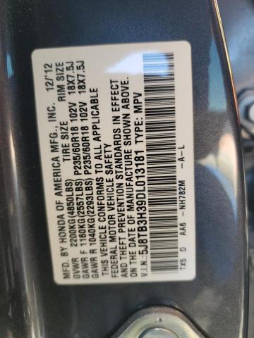 5J8TB3H39DL013181 - 2013 ACURA RDX GRAY photo 13