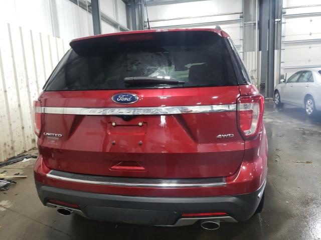 1FM5K8F88KGA77118 - 2019 FORD EXPLORER LIMITED RED photo 6