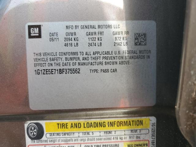 1G1ZE5E71BF375562 - 2011 CHEVROLET MALIBU LTZ 棕色 照片 12