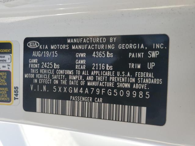 5XXGM4A79FG509985 - 2015 KIA OPTIMA LX WHITE photo 12