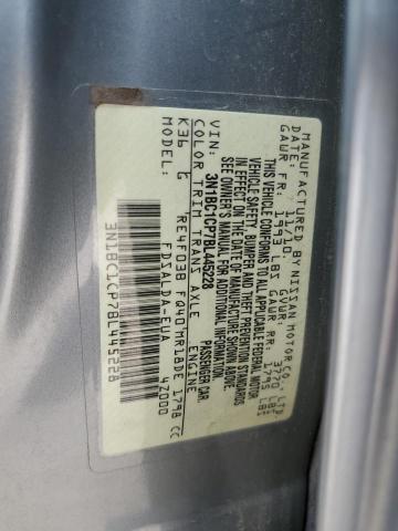 3N1BC1CP7BL445228 - 2011 NISSAN VERSA S GRAY photo 12