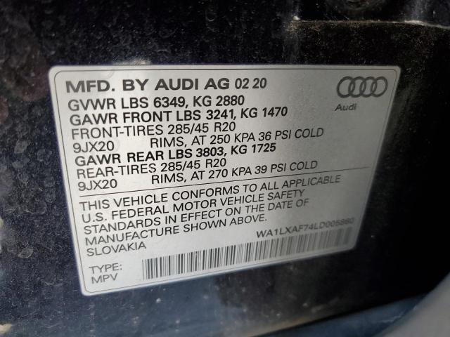 WA1LXAF74LD005860 - 2020 AUDI Q7 PREMIUM PLUS BLACK photo 13