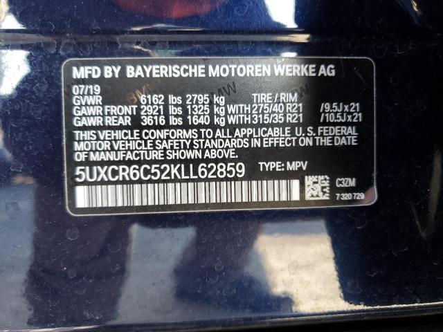 5UXCR6C52KLL62859 - 2019 BMW X5 XDRIVE40I BLUE photo 13