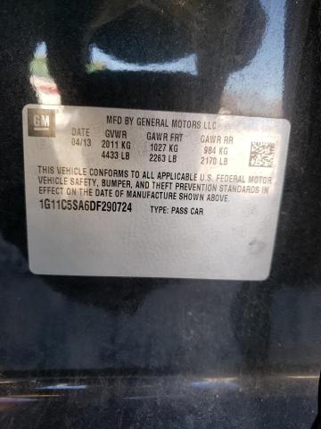 1G11C5SA6DF290724 - 2013 CHEVROLET MALIBU 1LT Қара фото 12