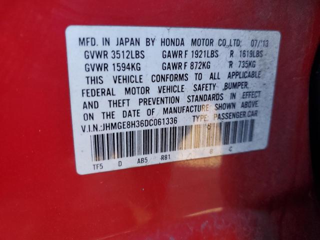 JHMGE8H36DC061336 - 2013 HONDA FIT RED photo 13