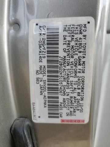 JT2BG22K510574067 - 2001 TOYOTA CAMRY CE SILVER photo 12