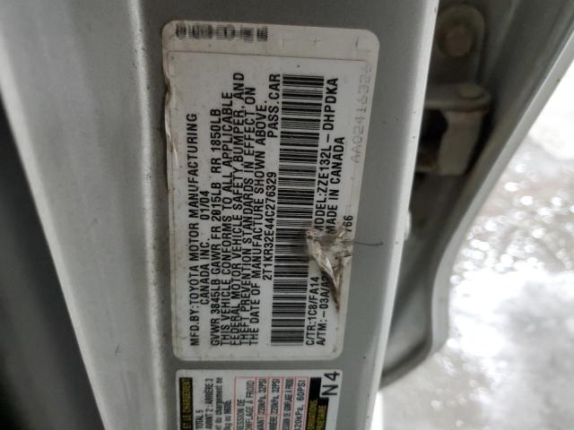 2T1KR32E44C276329 - 2004 TOYOTA COROLLA MA XR SILVER photo 12