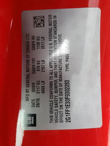 2G1FF1E30F9302283 - 2015 CHEVROLET CAMARO LT RED photo 13