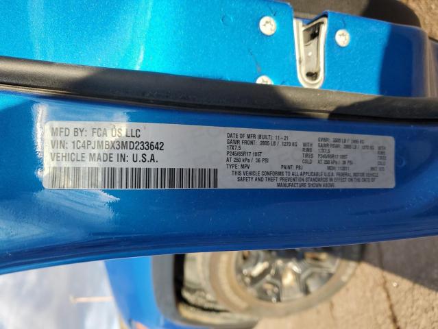1C4PJMBX3MD233642 - 2021 JEEP CHEROKEE TRAILHAWK BLUE photo 13