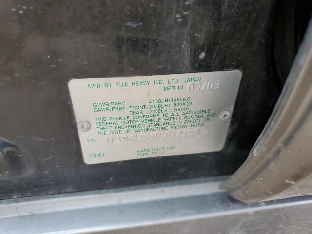 JF1SG65624H721597 - 2004 SUBARU FORESTER 2.5XS Чорний фото 12