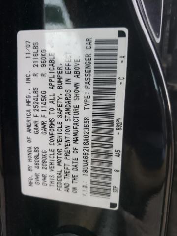 19UUA66218A023658 - 2008 ACURA TL BLACK photo 12