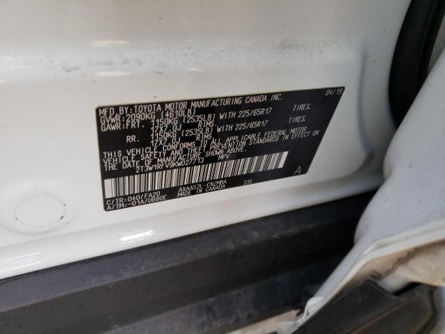 2T3W1RFV9KW027713 - 2019 TOYOTA RAV4 XLE WHITE photo 13