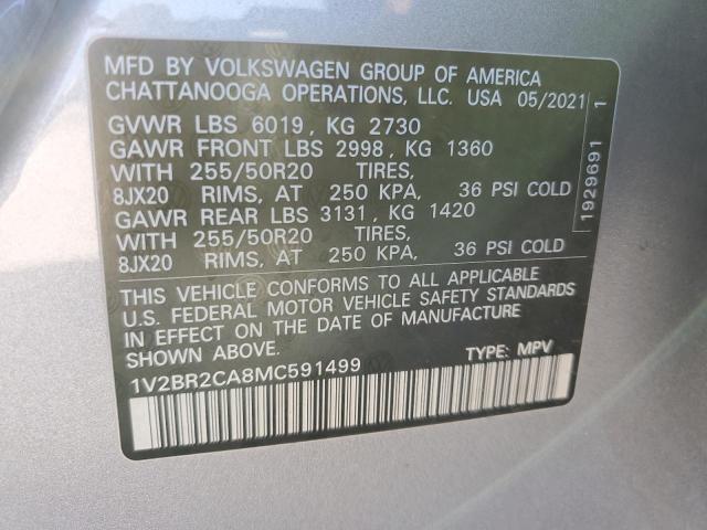 1V2BR2CA8MC591499 - 2021 VOLKSWAGEN ATLAS SEL GRAY photo 14