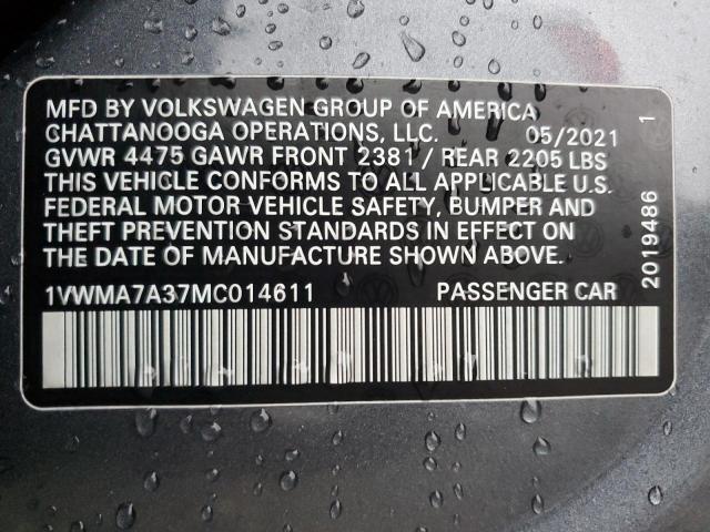 1VWMA7A37MC014611 - 2021 VOLKSWAGEN PASSAT R-LINE Grafit foto 12