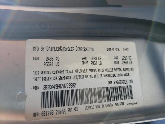 2B3KA43H87H769982 - 2007 DODGE CHARGER SE SILVER photo 12