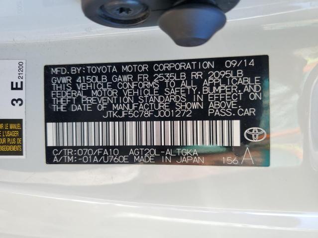 JTKJF5C78FJ001272 - 2015 TOYOTA SCION TC თეთრი ფოტო 12