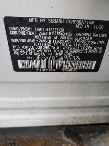 JF2SKAXC2MH468829 - 2021 SUBARU FORESTER TOURING 白色 照片 12