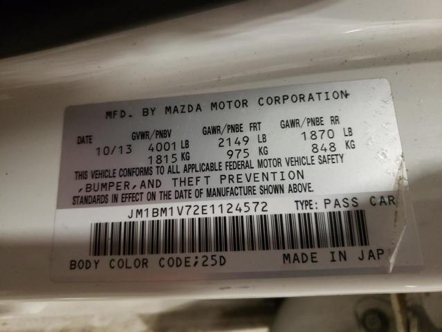 JM1BM1V72E1124572 - 2014 MAZDA 3 TOURING WHITE photo 12