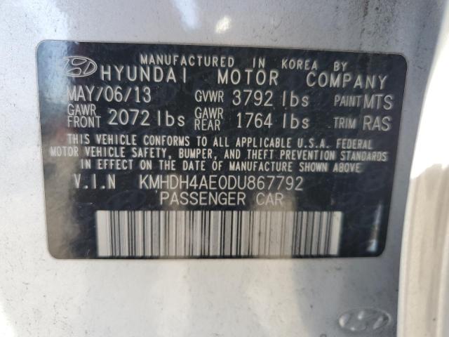 KMHDH4AE0DU867792 - 2013 HYUNDAI ELANTRA GLS SILVER photo 13