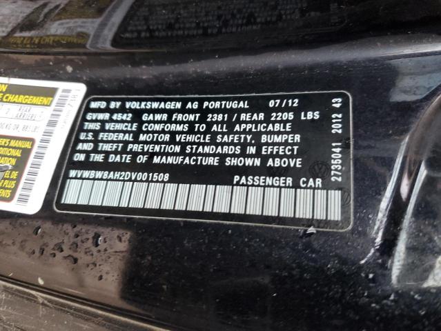 WVWBW8AH2DV001508 - 2013 VOLKSWAGEN EOS KOMFORT 黑色 照片 12