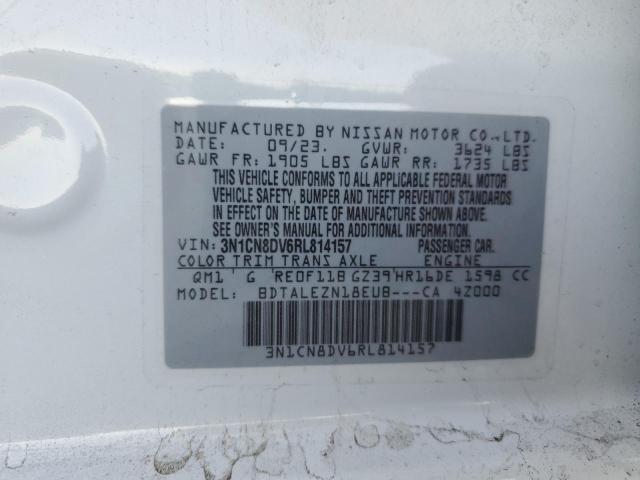 3N1CN8DV6RL814157 - 2024 NISSAN VERSA S WHITE photo 12