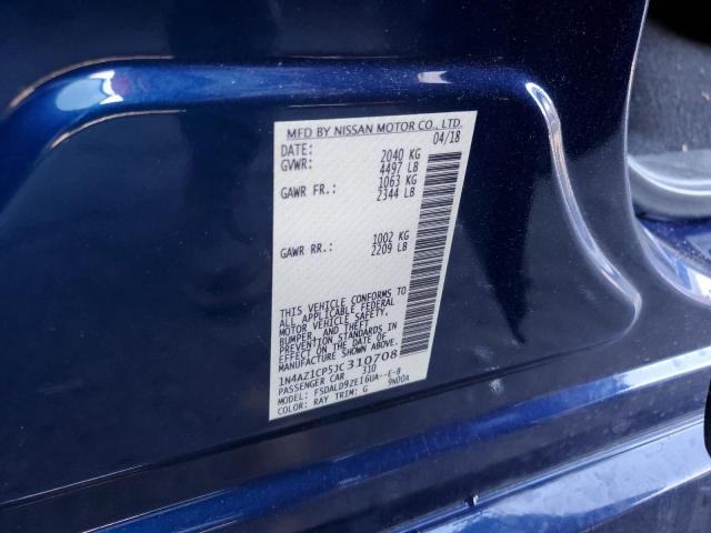 1N4AZ1CP5JC310708 - 2018 NISSAN LEAF S BLUE photo 12