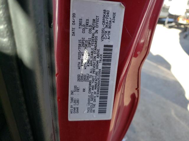 4TASN92N9XZ512994 - 1999 TOYOTA TACOMA XTRACAB PRERUNNER Qırmızı foto 12