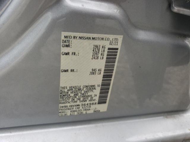 1N4BL4BVXMN364988 - 2021 NISSAN ALTIMA S SILVER photo 12