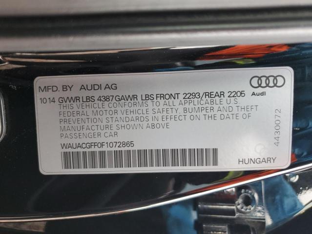 WAUACGFF0F1072865 - 2015 AUDI A3 PREMIUM BLACK photo 12