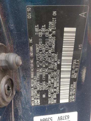 5TDYK3DC2BS022469 - 2011 TOYOTA SIENNA XLE BLUE photo 14