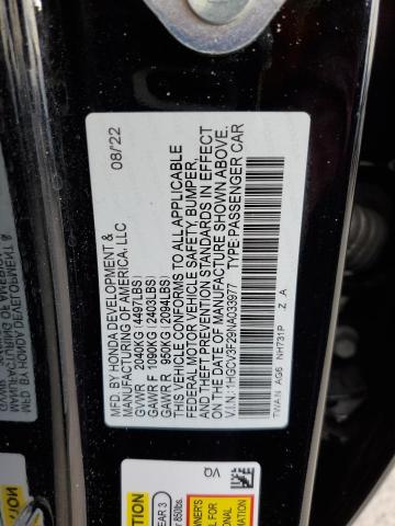 1HGCV3F29NA033977 - 2022 HONDA ACCORD HYBRID SPORT BLACK photo 12