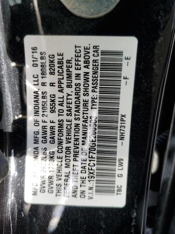 19XFC1F70GE206903 - 2016 HONDA CIVIC EXL შავი ფოტო 12