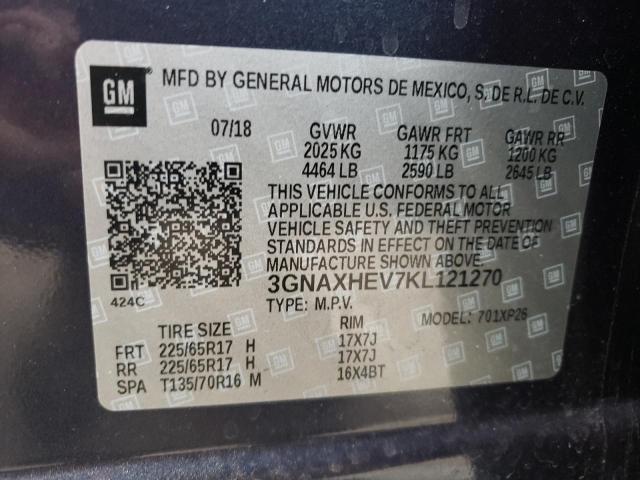 3GNAXHEV7KL121270 - 2019 CHEVROLET EQUINOX LS BLUE photo 13