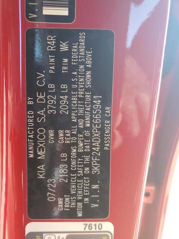 3KPF24ADXPE665941 - 2023 KIA FORTE LX RED photo 12