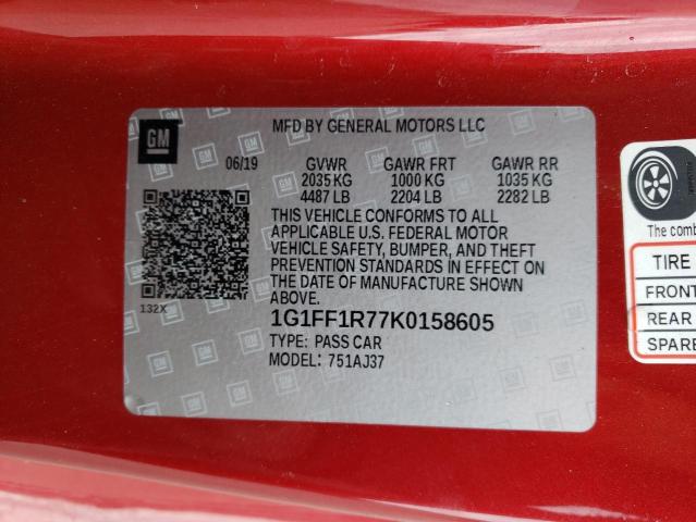 1G1FF1R77K0158605 - 2019 CHEVROLET CAMARO SS RED photo 12