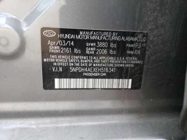 5NPDH4AEXEH516341 - 2014 HYUNDAI ELANTRA SE GRAY photo 12