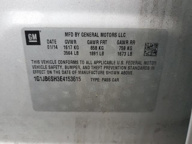 1G1JB6SH3E4153615 - 2014 CHEVROLET SONIC LS 银色 照片 12