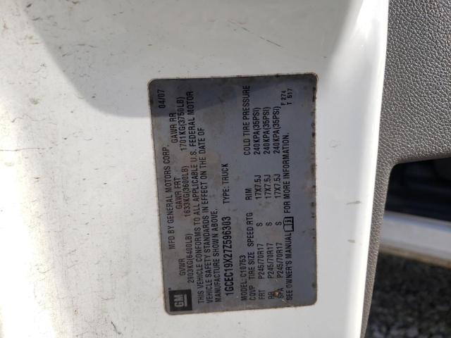 1GCEC19X27Z596303 - 2007 CHEVROLET SILVERADO C1500 CLASSIC WHITE photo 12