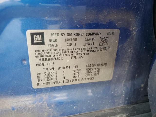 KL4CJASB0GB682210 - 2016 BUICK ENCORE BLUE photo 13