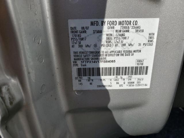 1FTPX14V17FB84085 - 2007 FORD F150 SILVER photo 13