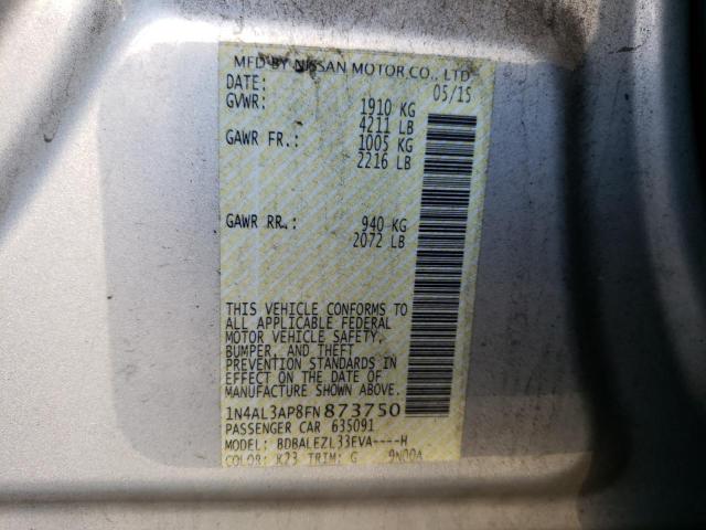 1N4AL3AP8FN873750 - 2015 NISSAN ALTIMA 2.5 SILVER photo 12