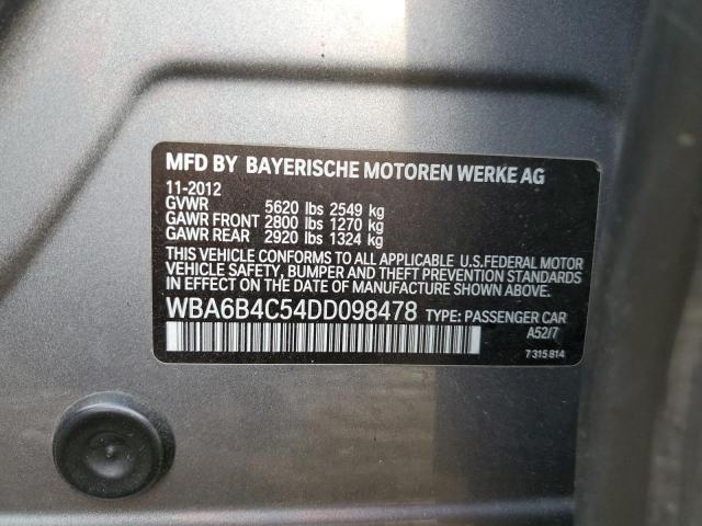 WBA6B4C54DD098478 - 2013 BMW 650 XI GRAY photo 12