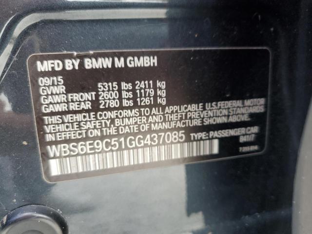 WBS6E9C51GG437085 - 2016 BMW M6 GRAN COUPE TURQUOISE photo 13